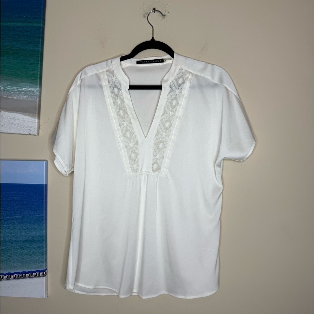 Ivanka trump v neck Blouse with Short Sleeves